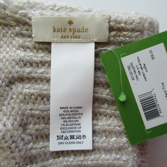 Kate Spade New York Western Velvet Metallic Bow Muffler Scarf NWT $98 - Picture 6 of 7